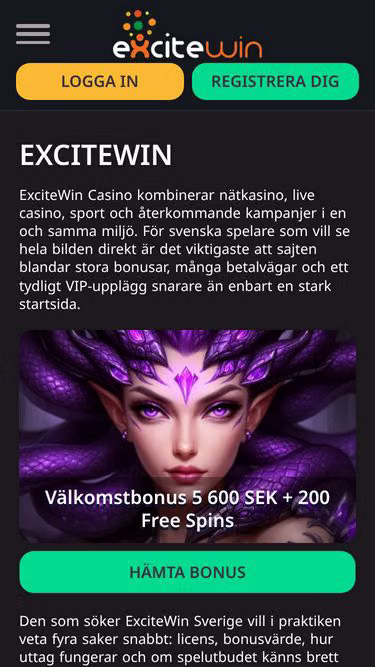 Screenshot of excitewin.se