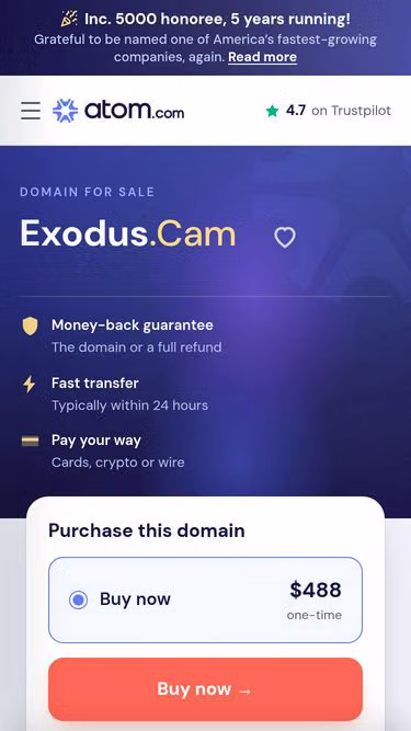 Screenshot of exodus.cam