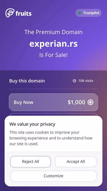 Screenshot of experian.rs