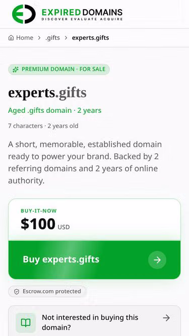 Screenshot of experts.gifts