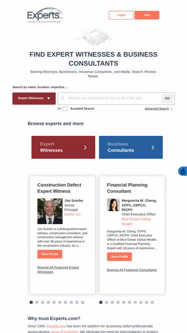 Screenshot of experts.ws