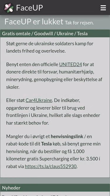 Screenshot of faceup.dk