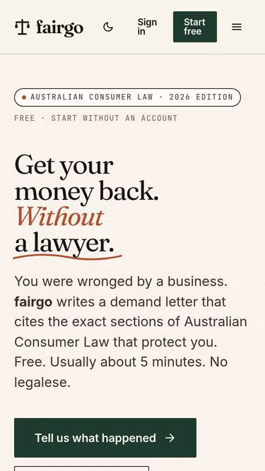 Screenshot of fair-go.app
