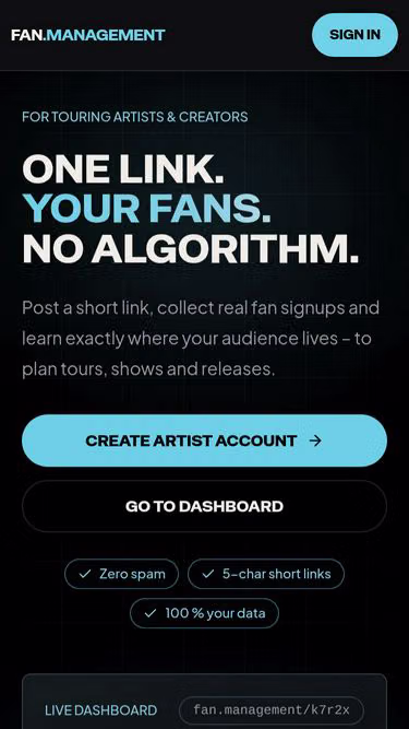Screenshot of fan.management