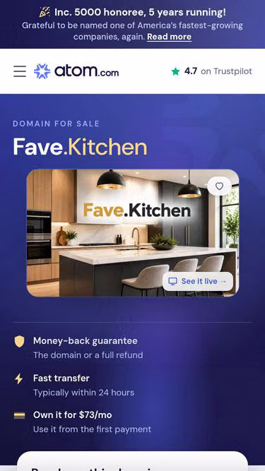 Screenshot of fave.kitchen