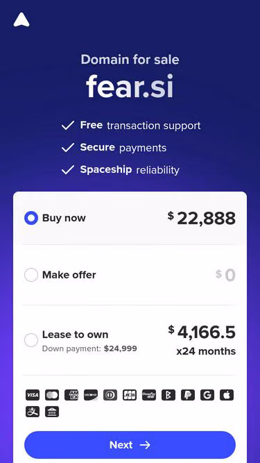 Screenshot of fear.si
