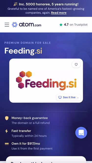 Screenshot of feeding.si