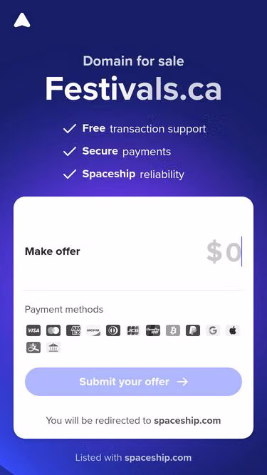 Screenshot of festivals.ca