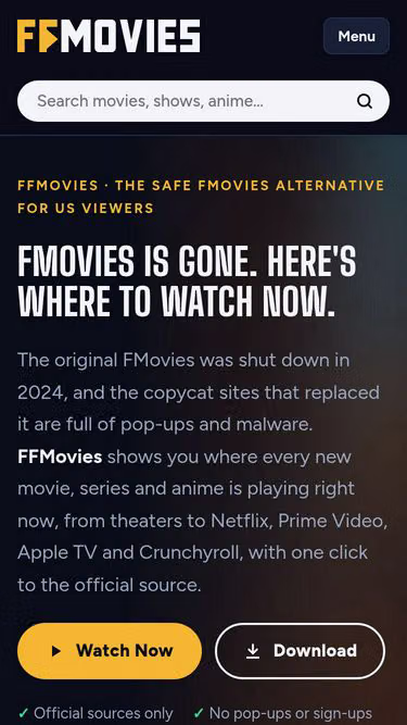 Screenshot of ffmovies.net