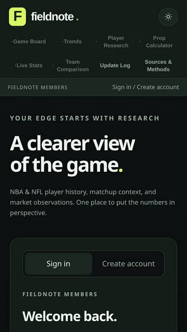 Screenshot of fieldnote.live