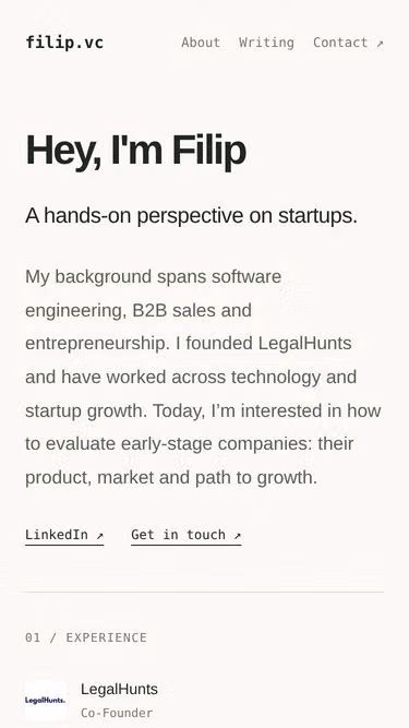 Screenshot of filip.vc