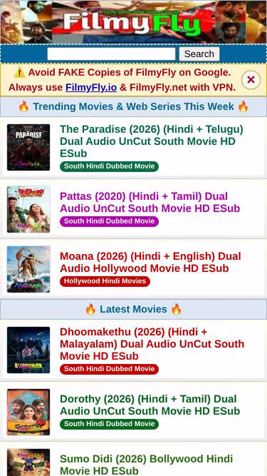 Screenshot of filmyfly.broker