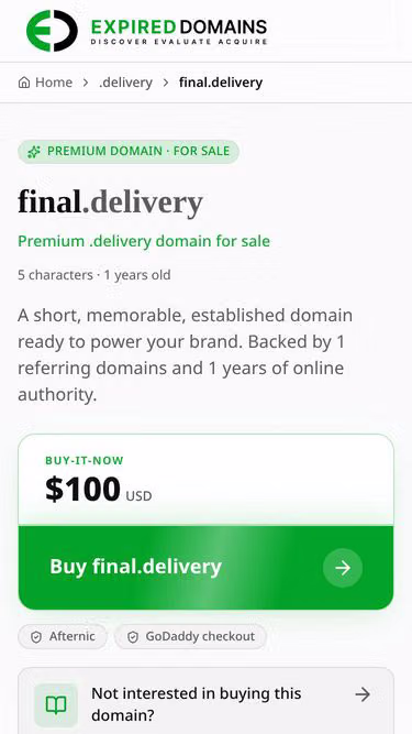 Screenshot of final.delivery