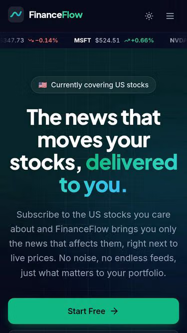 Screenshot of financeflow.ai