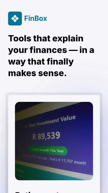Screenshot of finbox.co.za