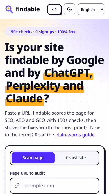 Screenshot of findable.page