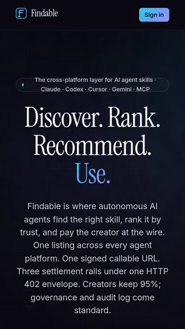 Screenshot of findable.sh