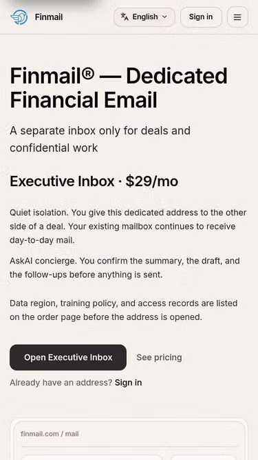 Screenshot of finmail.company