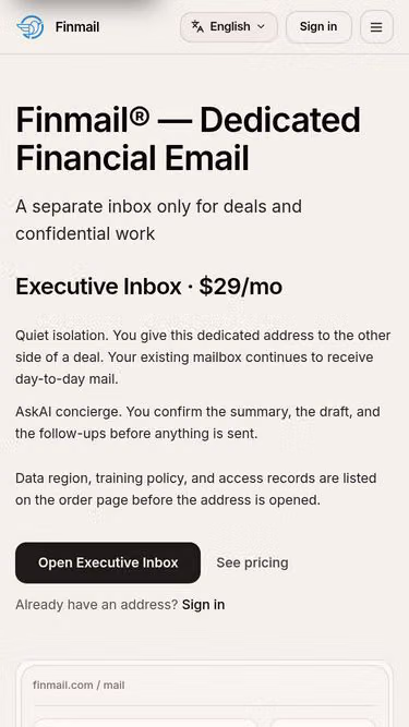 Screenshot of finmail.vip
