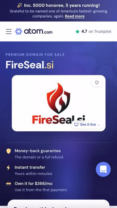 Screenshot of fireseal.si