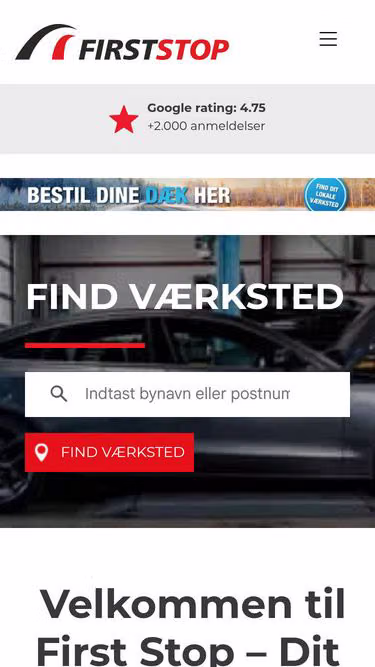 Screenshot of firststop.dk