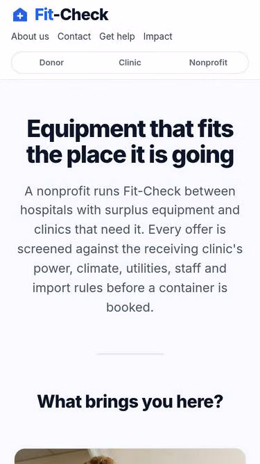 Screenshot of fitcheck.care