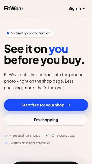 Screenshot of fitwear.ai