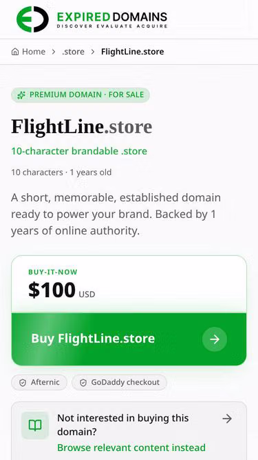Screenshot of flightline.store