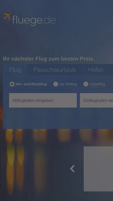 Screenshot of fluege.de