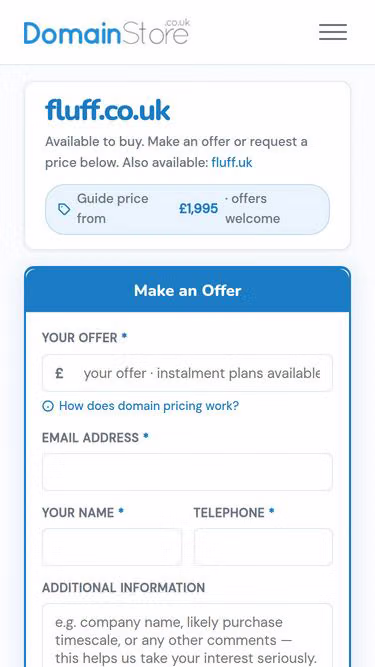 Screenshot of fluff.co.uk