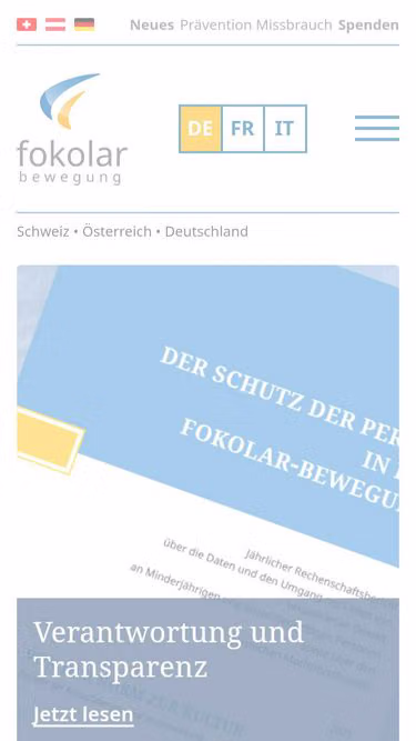 Screenshot of focolare.ch