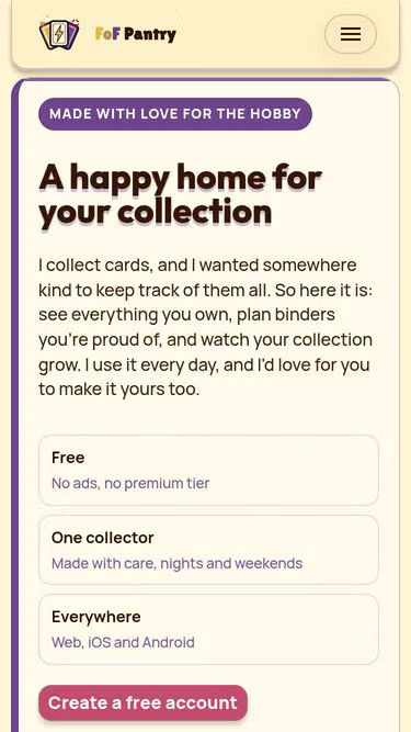 Screenshot of fof.cards