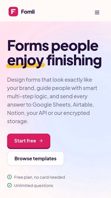 Screenshot of fom.li