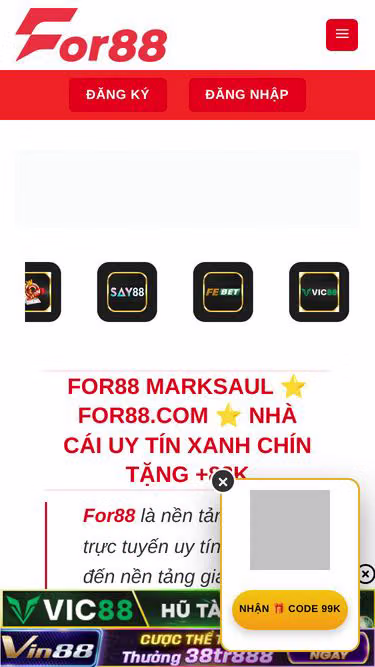 Screenshot of for88.ad