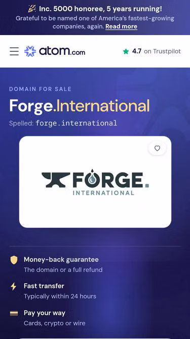 Screenshot of forge.international