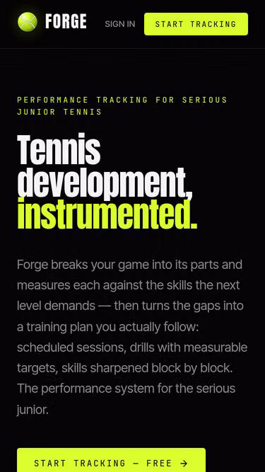 Screenshot of forge.tennis