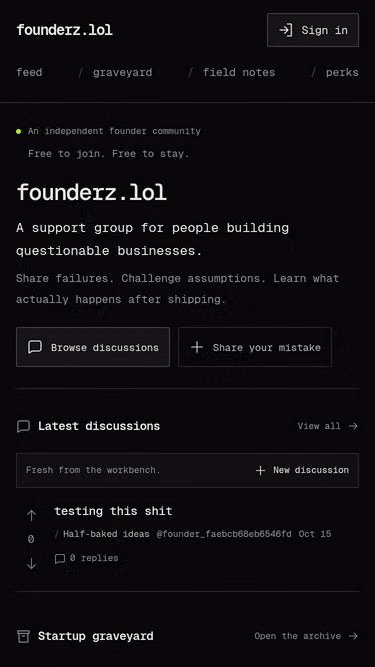 Screenshot of founderz.lol