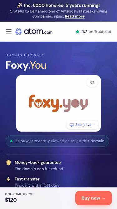 Screenshot of foxy.you