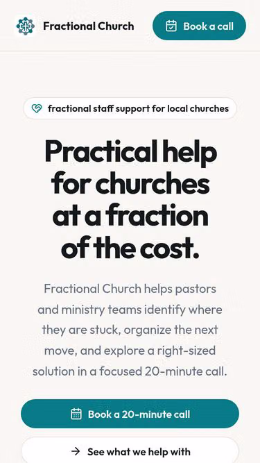 Screenshot of fractional.church