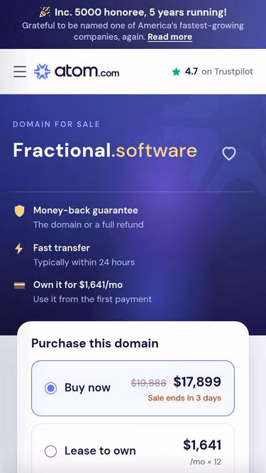Screenshot of fractional.software
