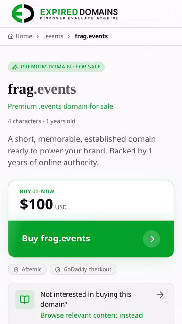 Screenshot of frag.events