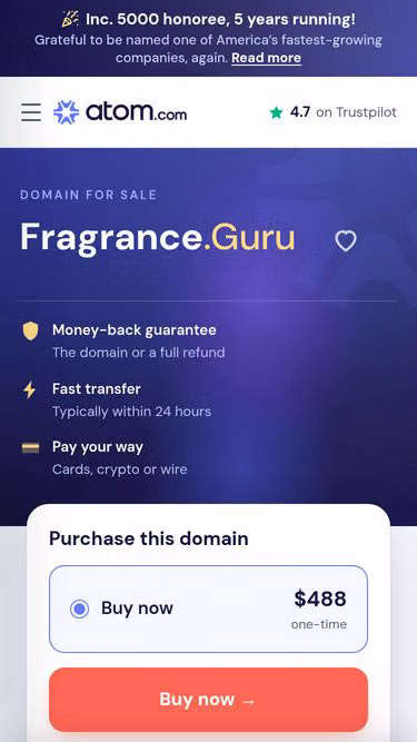 Screenshot of fragrance.guru