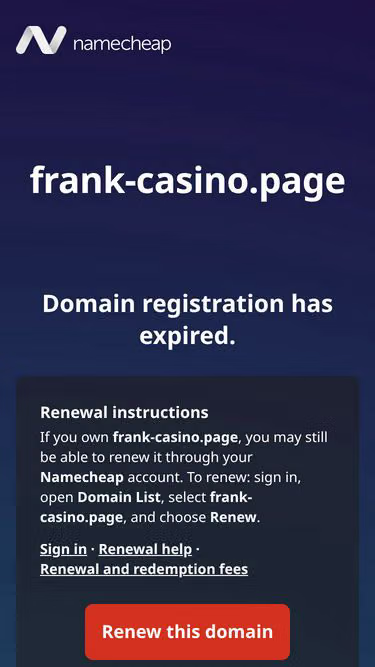 Screenshot of frank-casino.page
