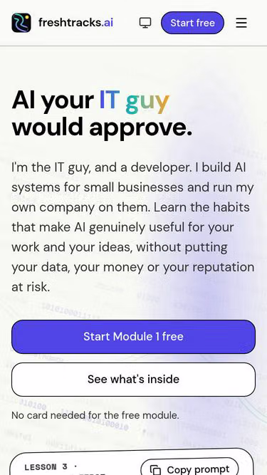 Screenshot of freshtracks.ai