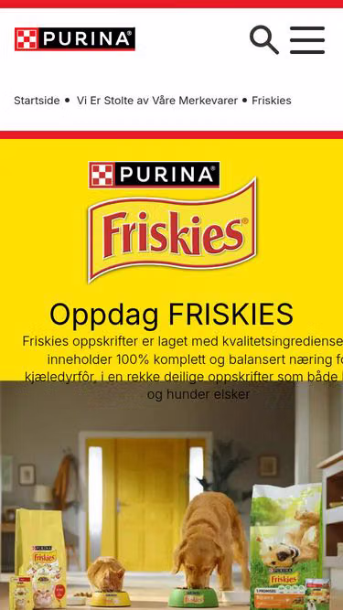 Screenshot of friskies.no