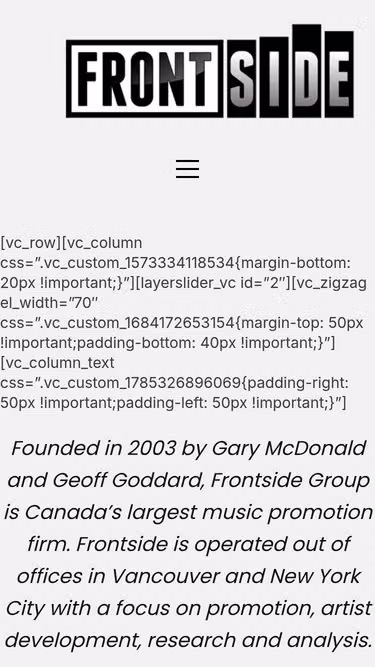 Screenshot of frontside.ca