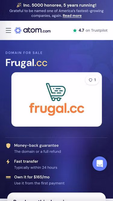 Screenshot of frugal.cc