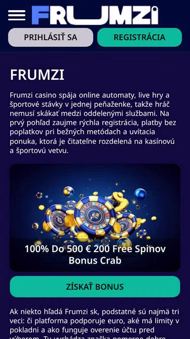 Screenshot of frumzi-casino.io
