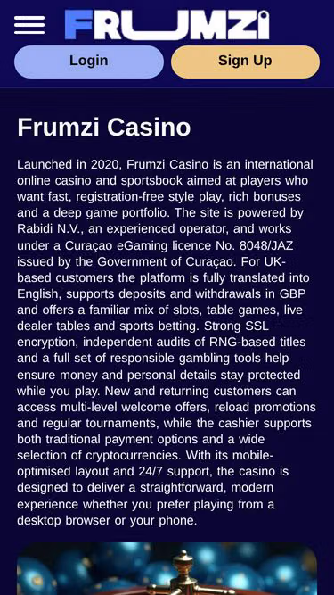 Screenshot of frumzicasino.bet