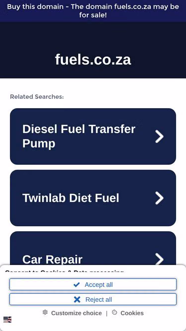 Screenshot of fuels.co.za